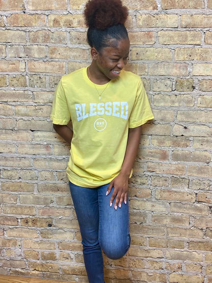 "BLESSED ARCH" Tee (Yellow/White)