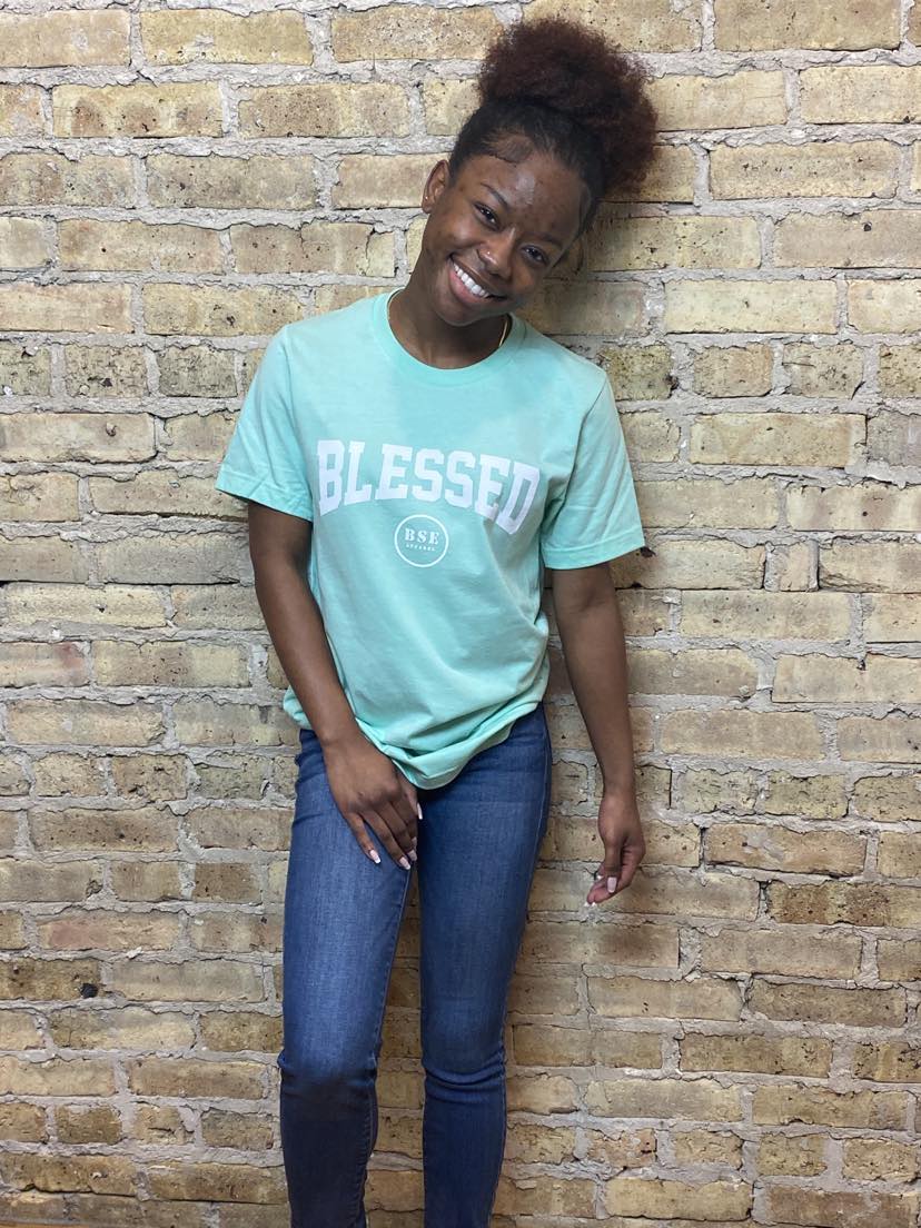 "BLESSED ARCH" Tee (Mint/White)