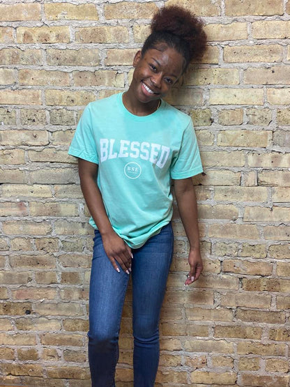 "BLESSED ARCH" Tee (Mint/White)